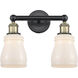 Ellery 2 Light 13.75 inch Black Antique Brass Bath Vanity Light Wall Light in White