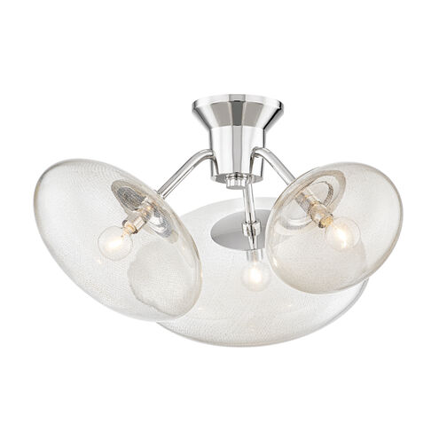 Opera 3 Light 26.25 inch Polished Nickel Flush Mount Ceiling Light