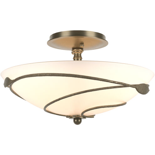 Forged Leaves 2 Light 13.5 inch Soft Gold Semi-Flush Ceiling Light in Opal