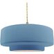 Radiance Collection - Tier Pendant Ceiling Light in Brushed Brass, Replaceable Bulb, Beige Twist Cord, Sky Blue, 16.25W x 6H, Form+Finish+Function