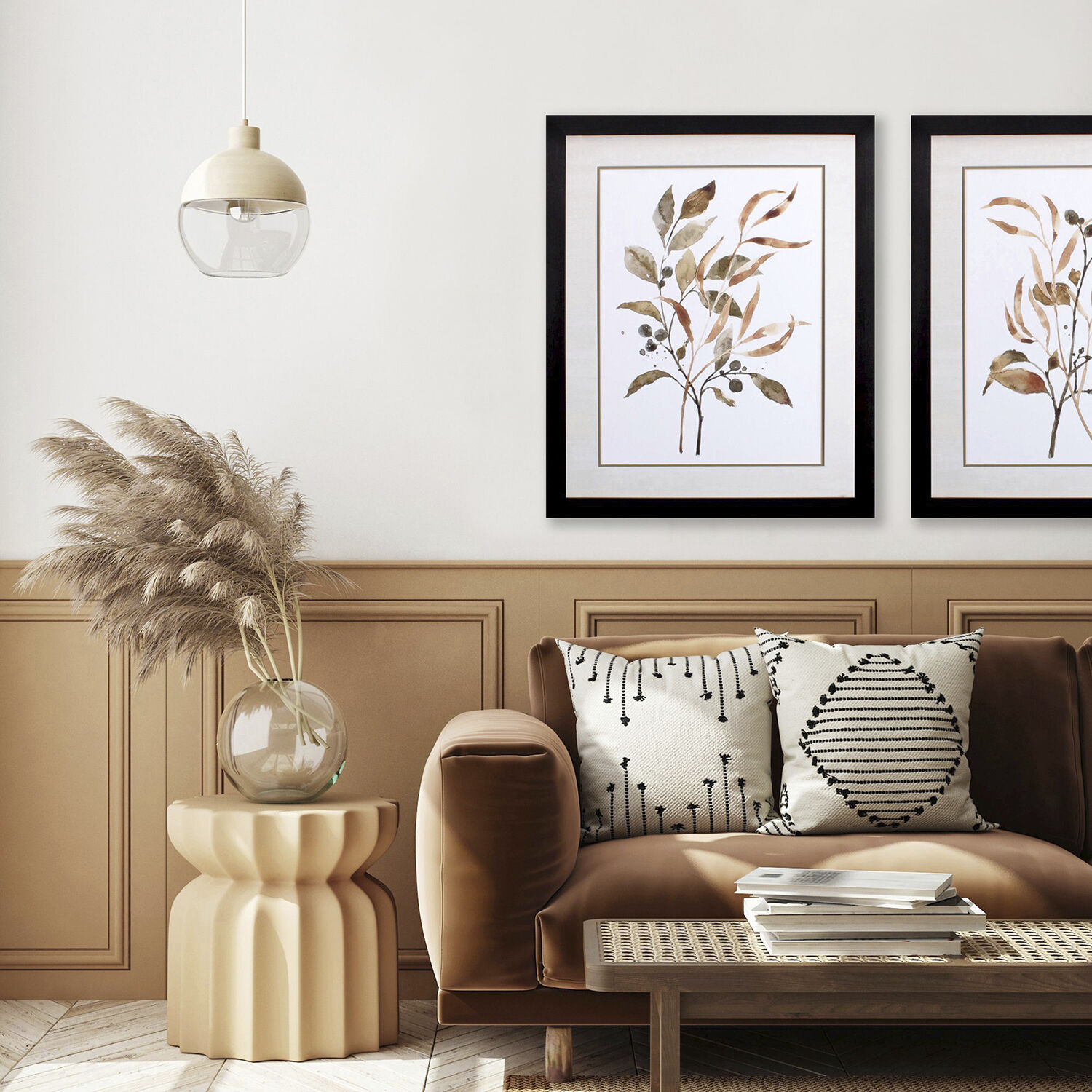 Autumn Leaves Brown and Neutral and Orange Framed Art, Propac
