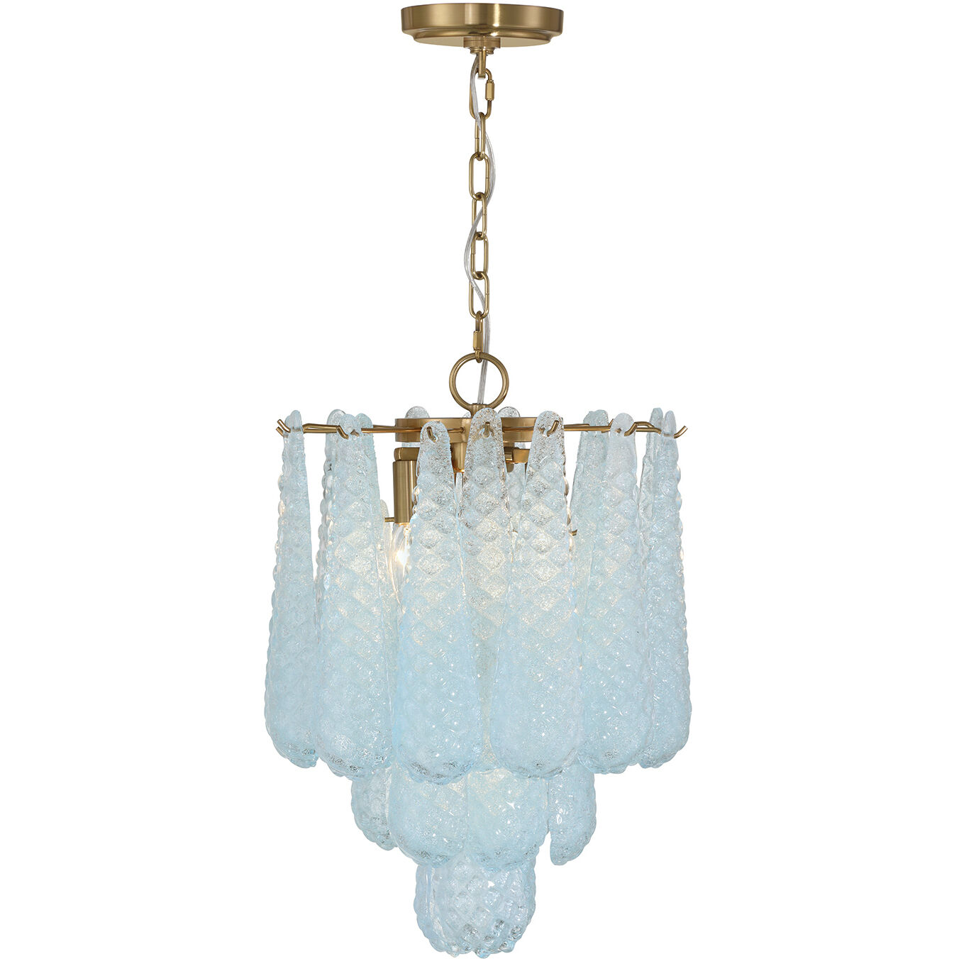 Ollie 4 Light 14.25 inch Aged Brass Chandelier Ceiling Light in Sand Glass Blue