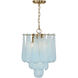 Ollie 4 Light 14.25 inch Aged Brass Pendant Ceiling Light in Sand Glass Blue