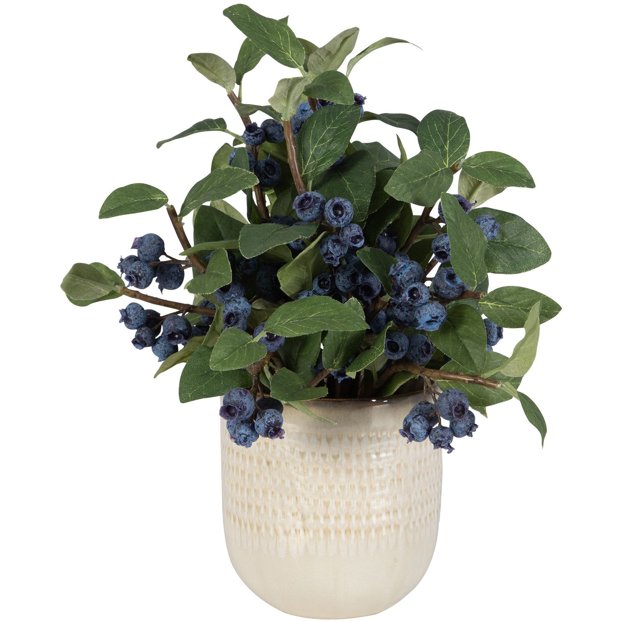 Blueberry Fields Green and Blue with Neutral Tan Glaze Blueberry Accent