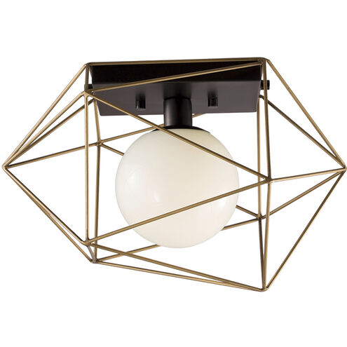 Necto 1 Light 14.96 inch Classic Black/Relic Gold Cage Flush Mount Ceiling Light in Classic Black / Relic Gold