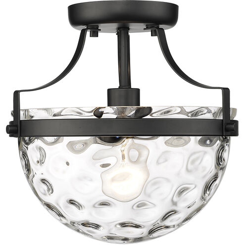 Quinn 1 Light 11 inch Matte Black Semi-Flush Ceiling Light