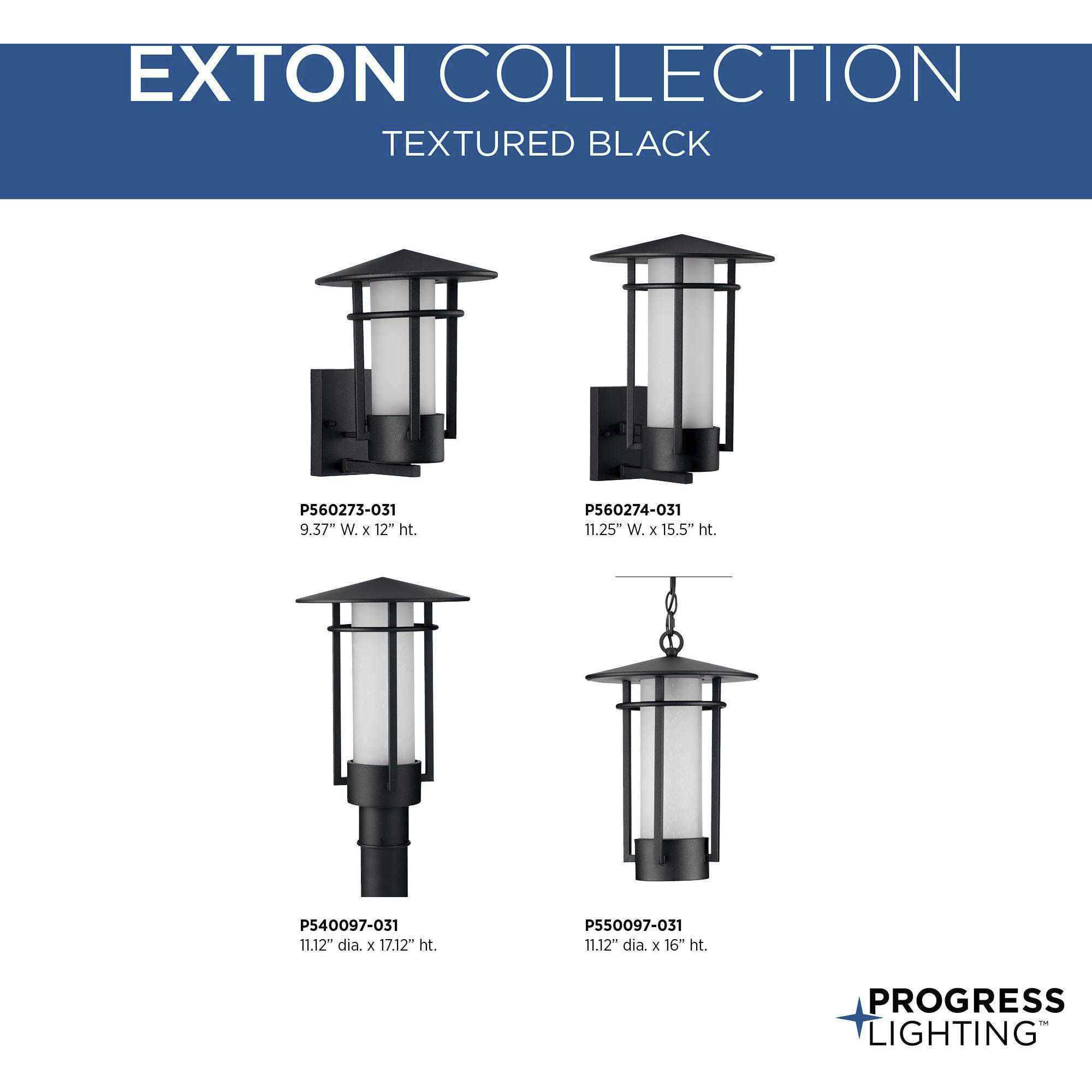 Exton 1 Light 12 inch Textured Black Outdoor Wall Lantern