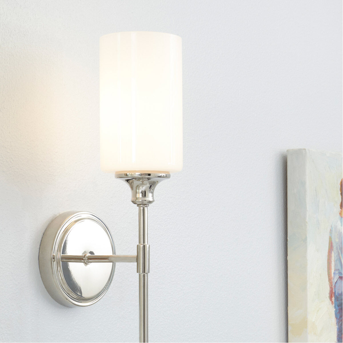 Celeste Wall Mount Wall Light in Polished Nickel, Opal