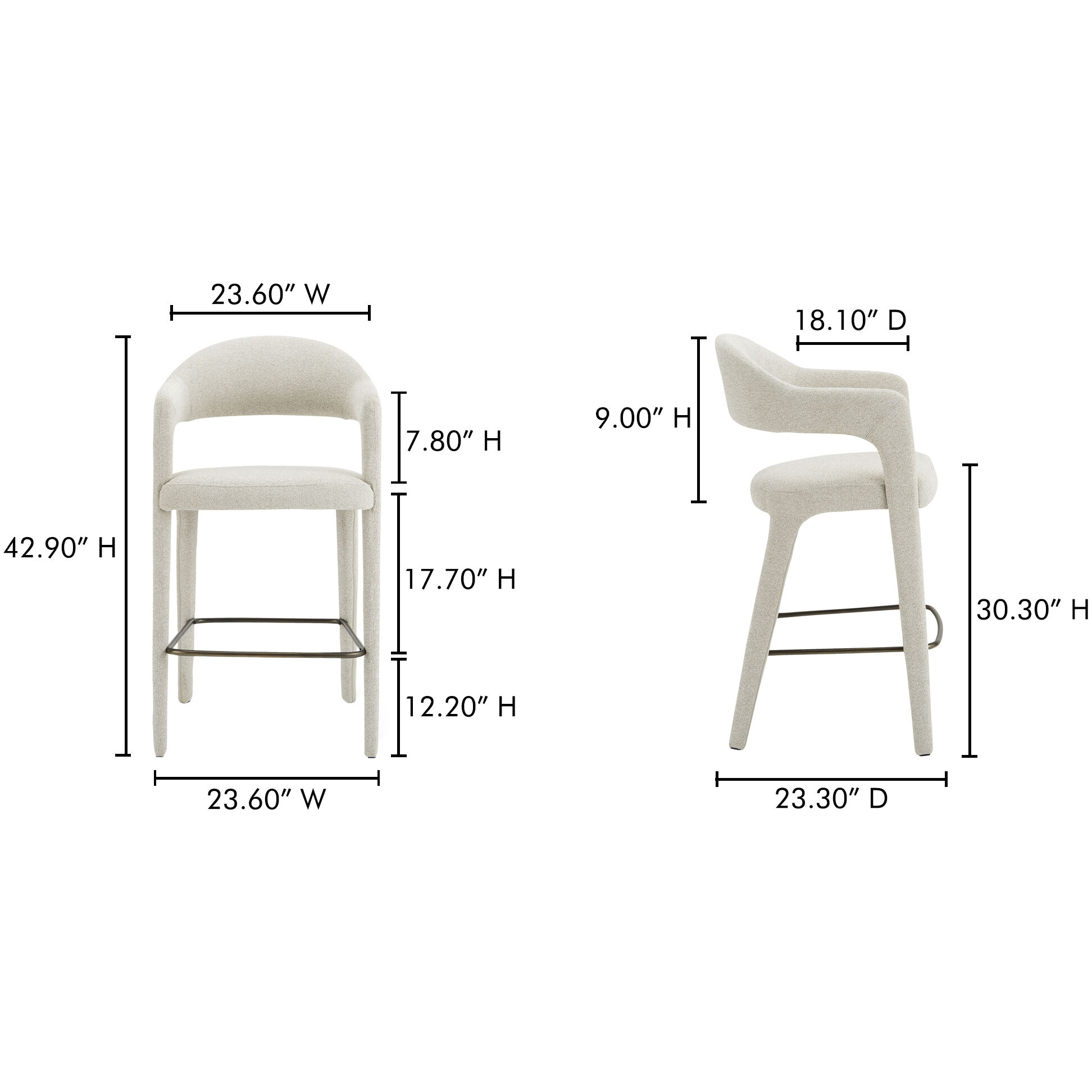 Martens 42.9 inch Beige Bar Stool