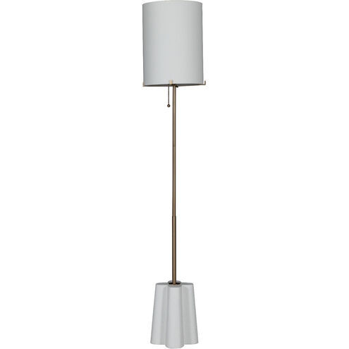 Florence 58 inch Brushed Brass / White Linen Table Lamp Portable Light