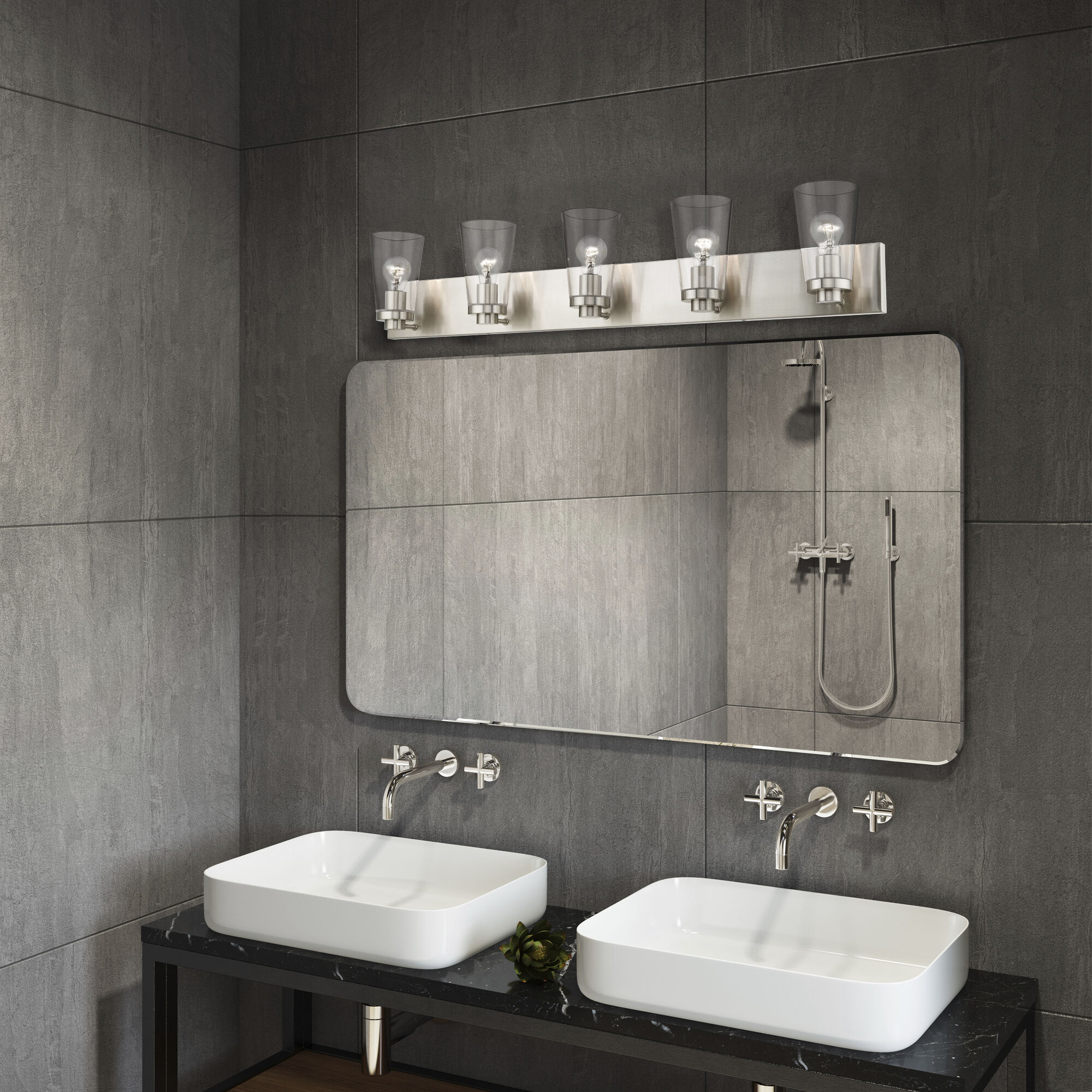 Cityview 5 Light 40 inch Brushed Nickel Vanity Sconce Wall Light, Extra Large