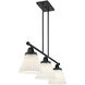 Scandinavian 3 Light 39 inch Matte Black Linear Chandelier Ceiling Light