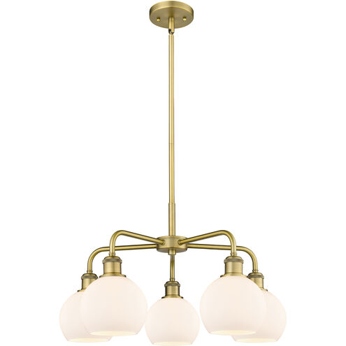 Athens 5 Light 24 inch Brushed Brass Chandelier Ceiling Light in Matte White