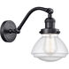 Franklin Restoration Olean LED 7 inch Matte Black Sconce Wall Light in Seedy Glass, Franklin Restoration