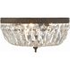 Waltham 3 Light 12 inch English Bronze Flush Ceiling Light in Clear Italian