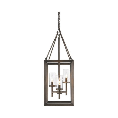 Smyth 3 Light 12 inch Gunmetal Bronze Pendant Ceiling Light in Clear Glass, Caged