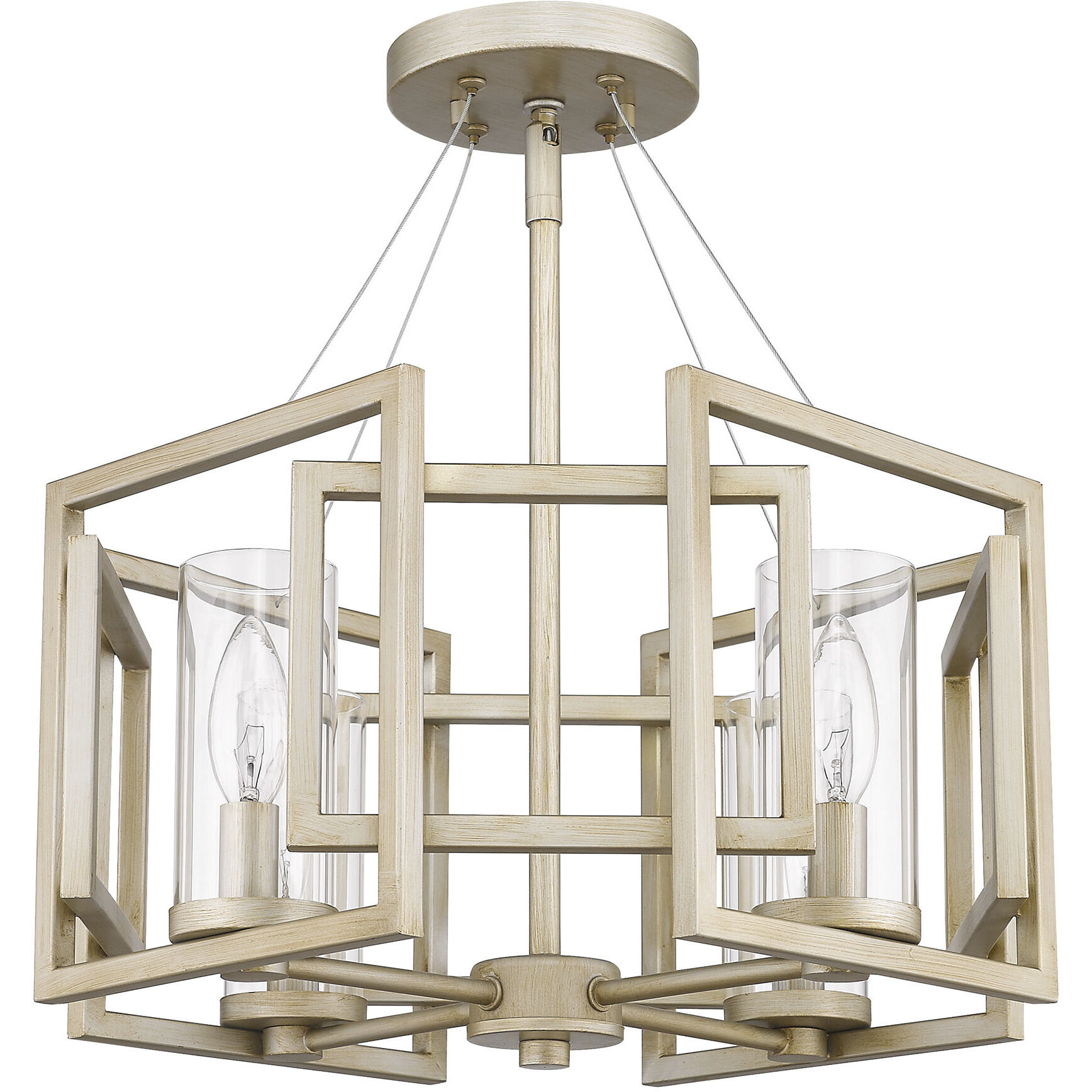 Marco 4 Light 16 inch White Gold Semi-Flush Mount Ceiling Light, Convertible