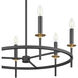 Transitional 6 Light 25 inch Matte Black with Natural Brass Chandelier Ceiling Light