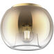 Samar 1 Light 7.5 inch Brushed Gold/Copper Flush Mount Ceiling Light in Transition Copper Glass