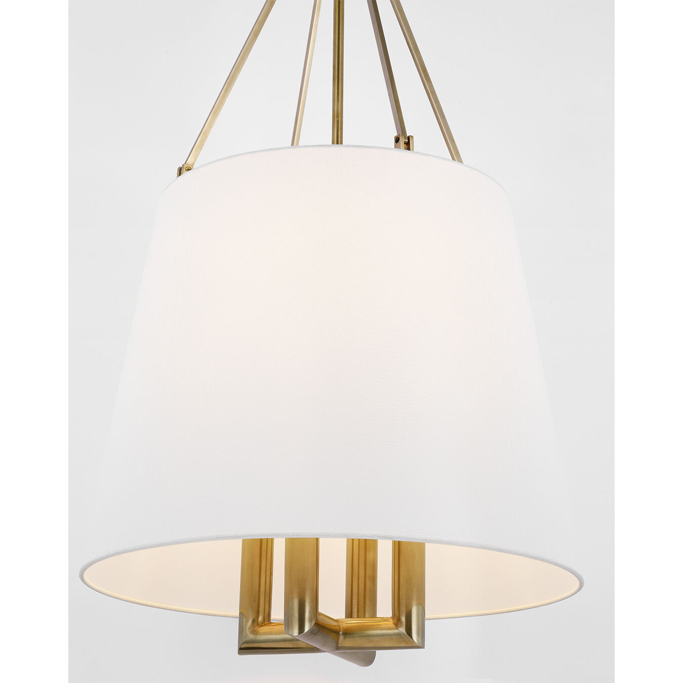 J. Randall Powers Dalston 4 Light 21.25 inch Hand-Rubbed Antique Brass Hanging Shade Ceiling Light in Linen