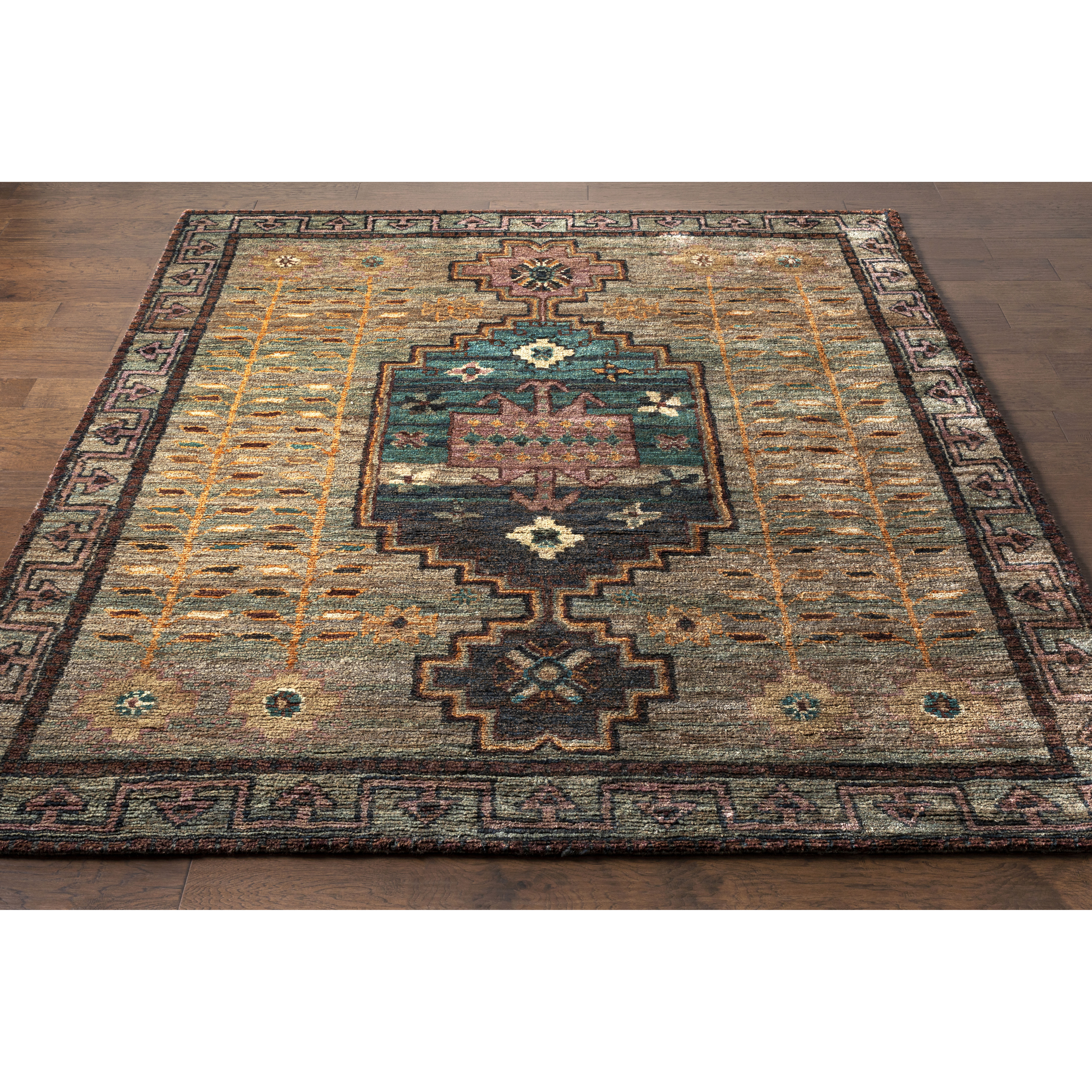 Scarborough 108 X 72 inch Medium Green Rug in 6 X 9, Rectangle