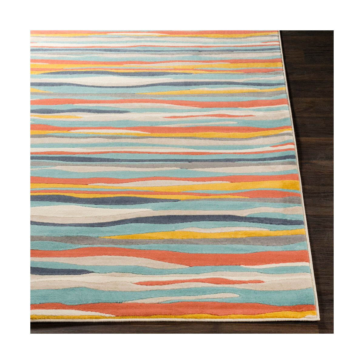 Islip 87 X 63 inch Aqua/Charcoal/Coral/Mustard/Light Gray/Beige/Taupe Rugs, Rectangle