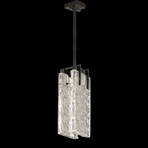 Terra LED 8 inch Black Pendant Ceiling Light in Clear Studio Glass