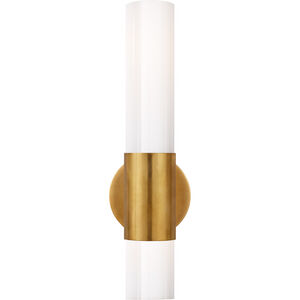 AERIN Penz 2 Light 4.5 inch Hand-Rubbed Antique Brass Cylindrical Bath Sconce Wall Light, Medium