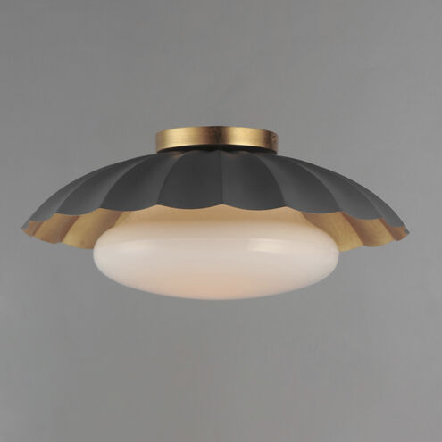 Primrose 1 Light 16 inch Dark Grey and Gold Leaf Flush Mount Ceiling Light