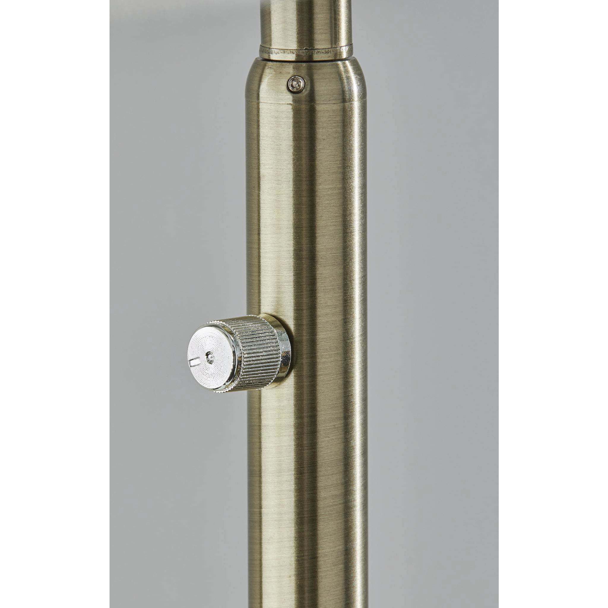 Hayes 58 inch 100 watt Antique Brass Floor Lamp Portable Light in White Textured Fabric