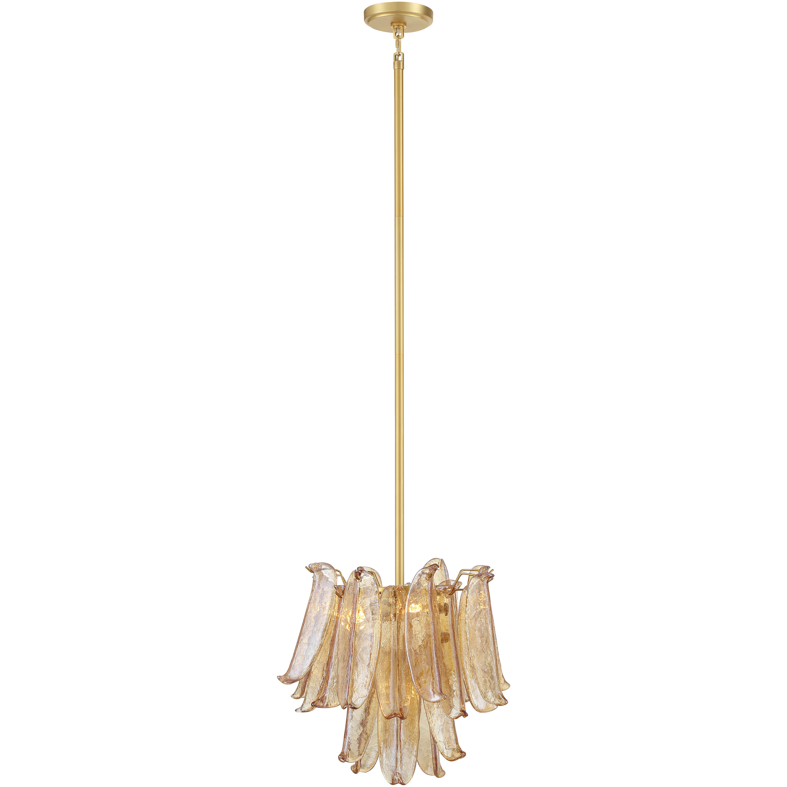 Regent 4 Light 17.75 inch Legacy Brass Chandelier Ceiling Light in Amber Crackled Glass