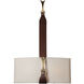 Saratoga 2 Light 16 inch Black and Antique Brass Sconce Wall Light in Leather British Brown, Black/Antique Brass, Flax