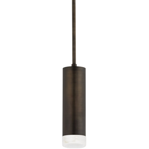 Luxe LED 3.75 inch Distressed Bronze/Alabaster Pendant Ceiling Light