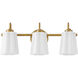 Honey 3 Light 21.25 inch Distressed Brass Bath Light Wall Light