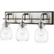 Kraken 3 Light 22 inch Matte Black and Brushed Nickel Vanity Wall Light