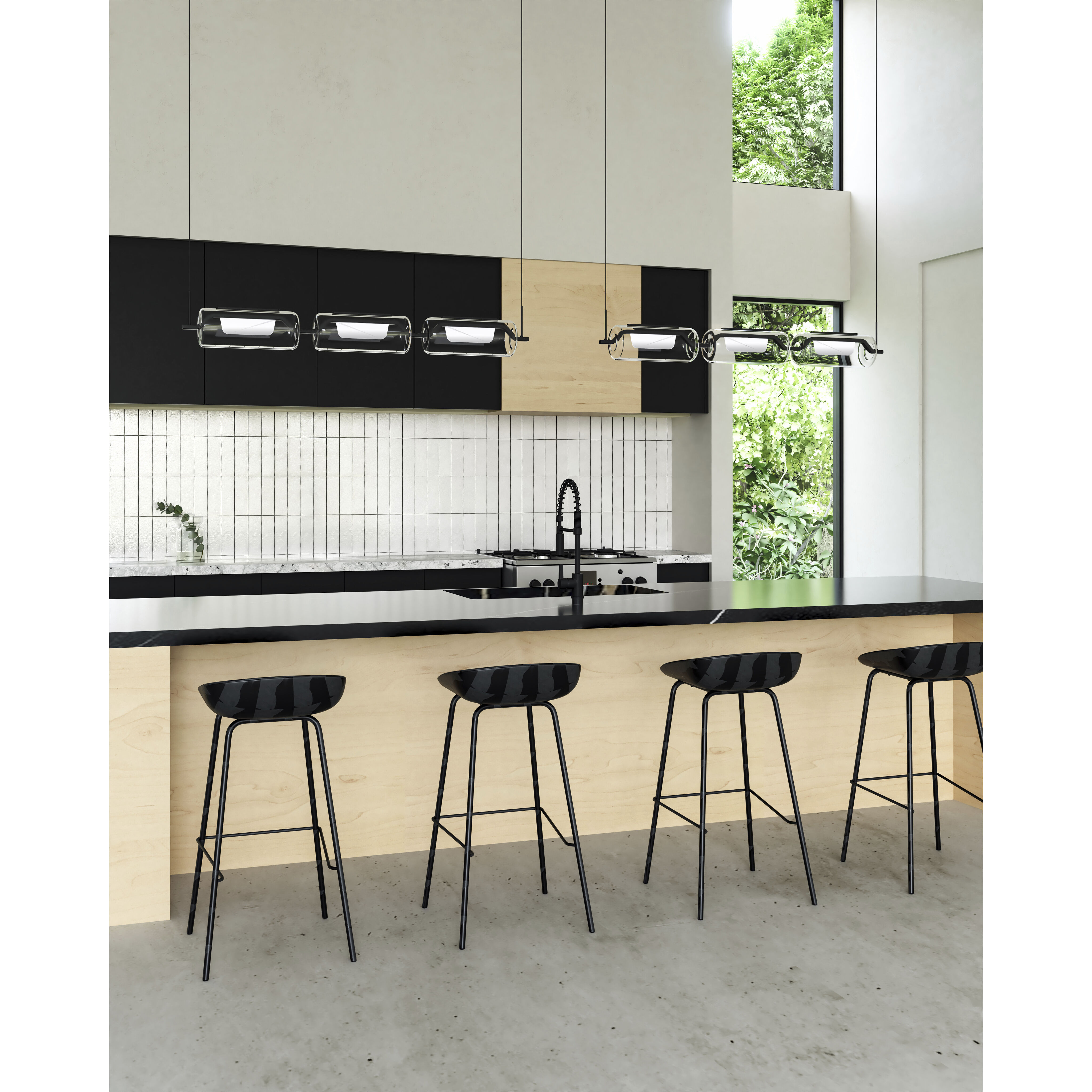 Hilo 43 inch Black Linear Pendant Ceiling Light