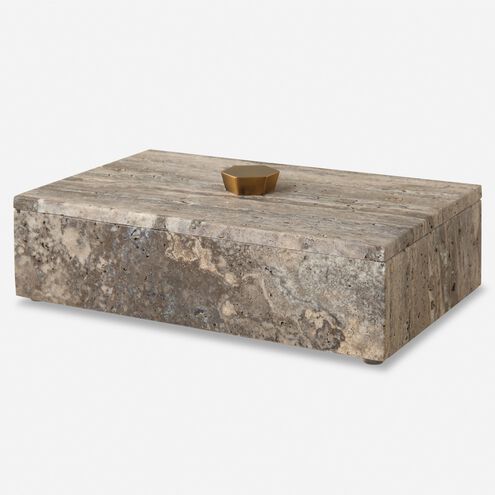 Griseus 9.5 inch Travertine and Bronze Box