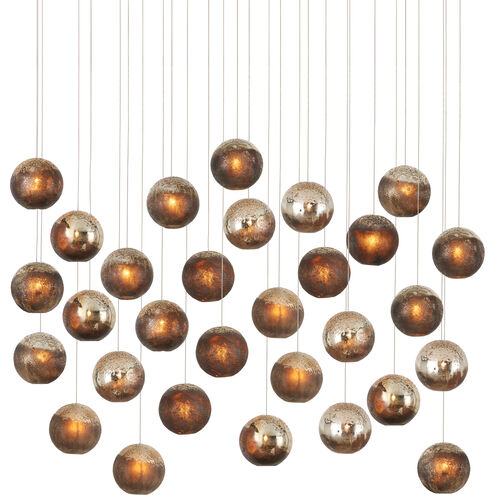 Pathos 30 Light 54 inch Antique Silver and Antique Gold and Matte Charcoal Multi-Drop Pendant Ceiling Light