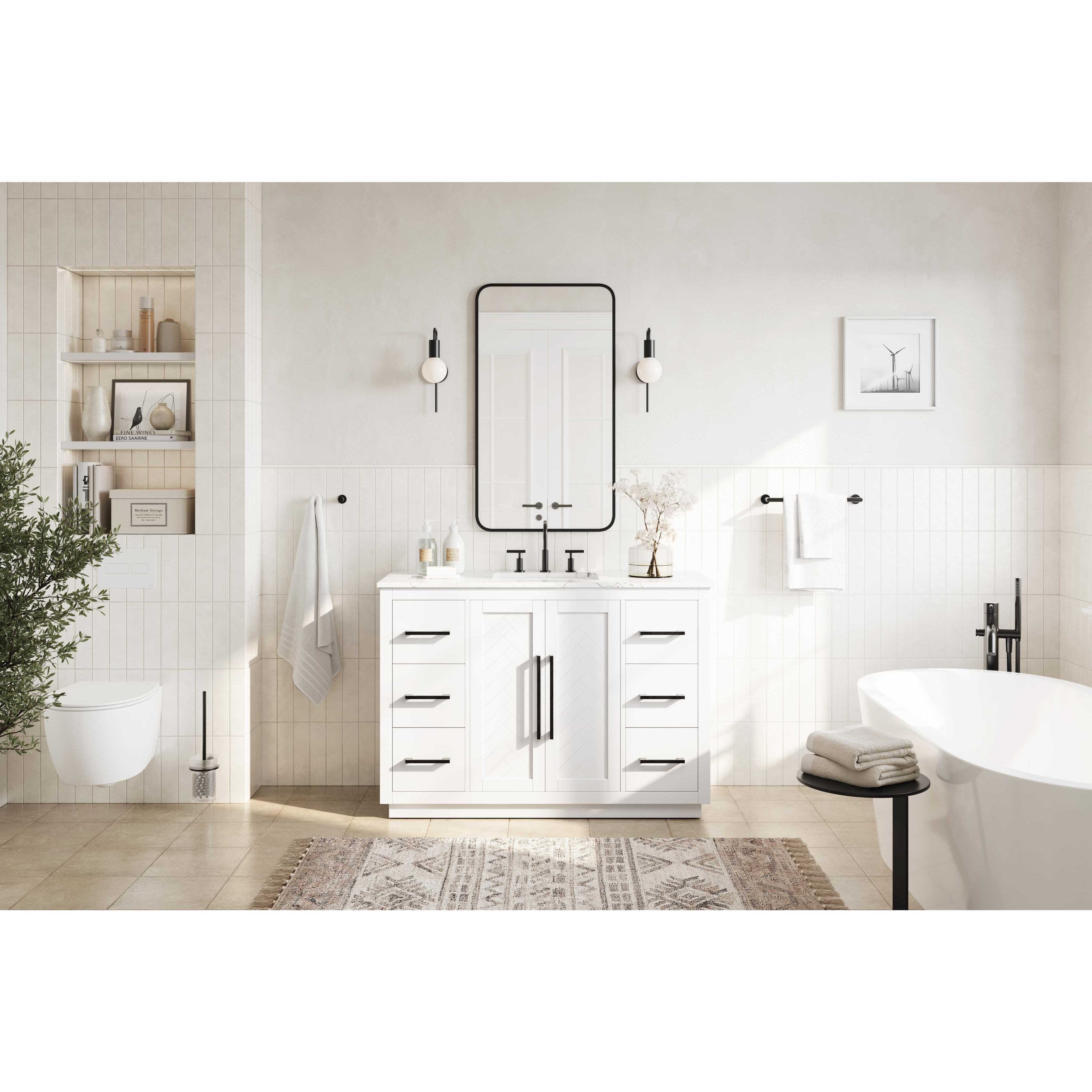 Chase 48 X 34 inch White Bathroom Vanity Cabinet