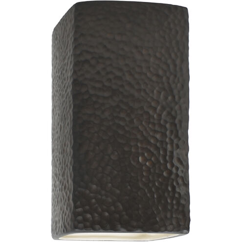 Ambiance Rectangle LED 9.5 inch Hammered Iron Outdoor Wall Sconce, Small