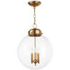 Southern Living Globe 3 Light 15 inch Natural Brass Pendant Ceiling Light
