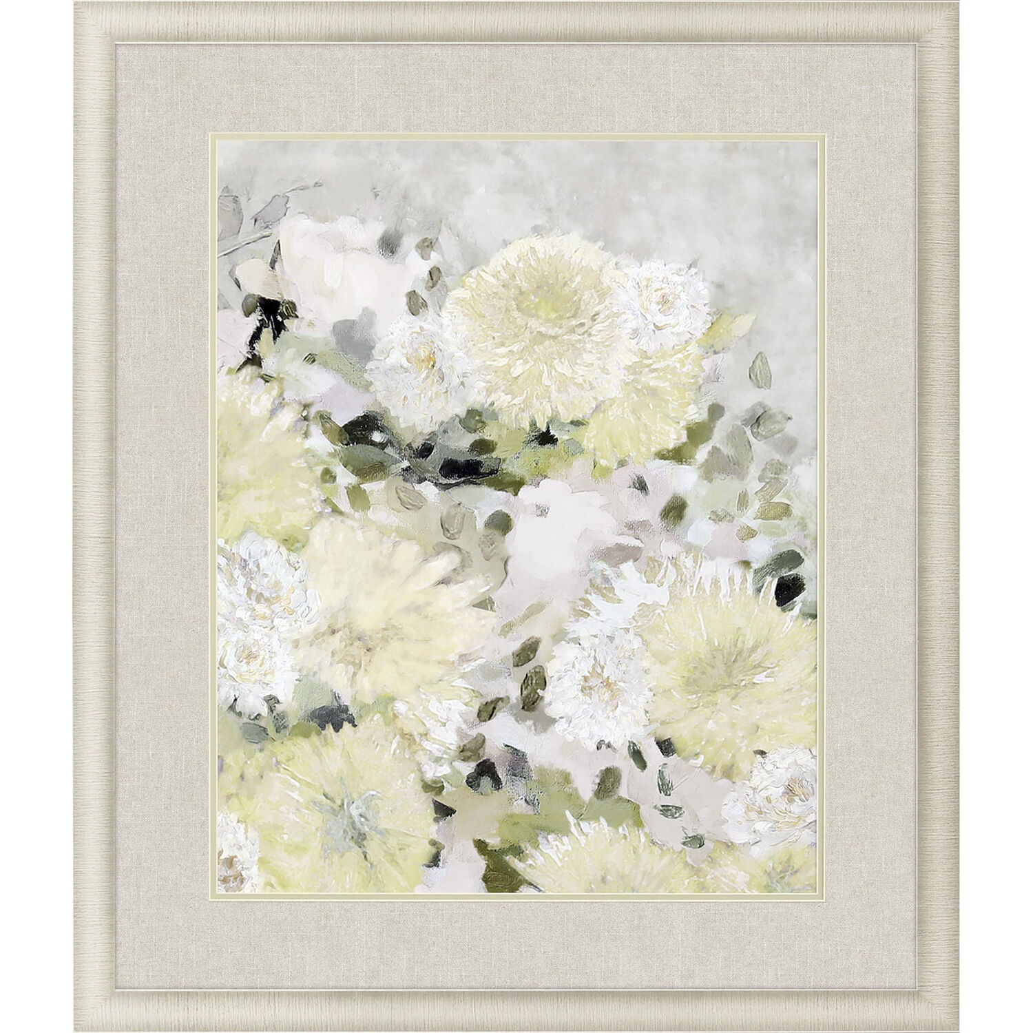 Spring Burst Green and Gray and Neutral and Yellow Framed Art