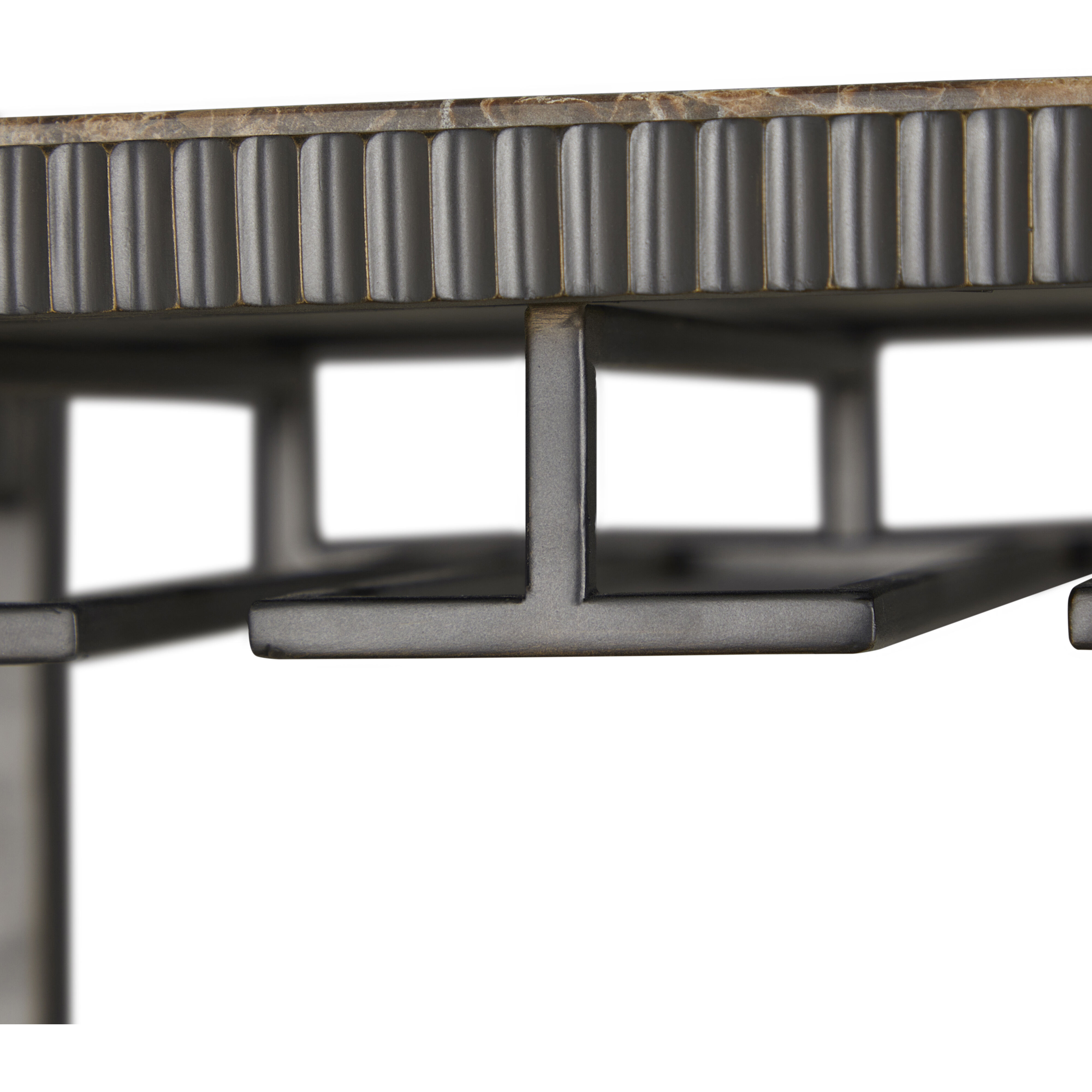 Ariana Forged Antique Bronze and Marron Imperial Marble Bar Console