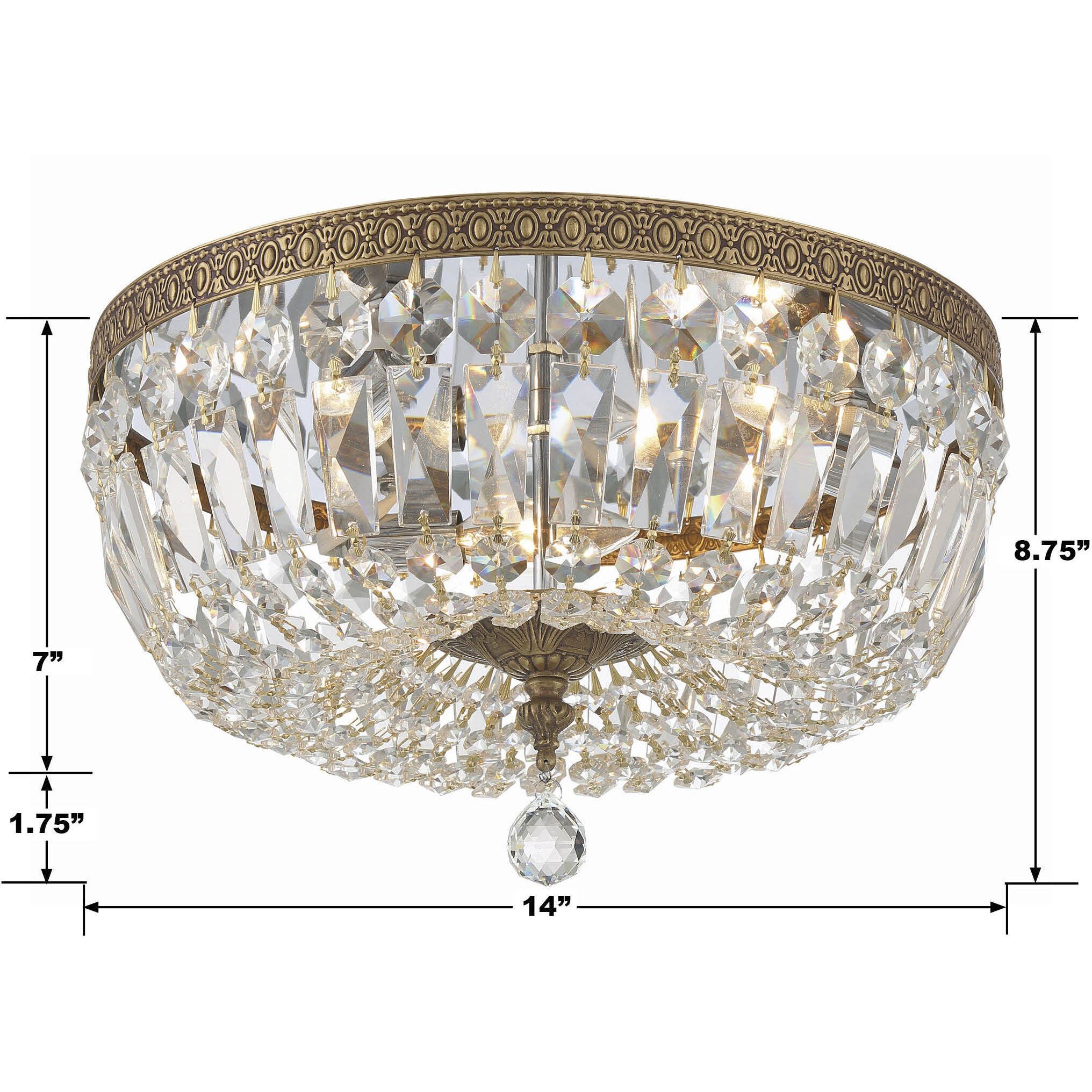 Everett 3 Light 14 inch Gold Flush Ceiling Light