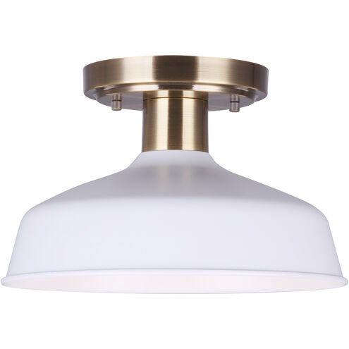 Bello 1 Light 10 inch Gold and White Semi-Flush Mount Ceiling Light