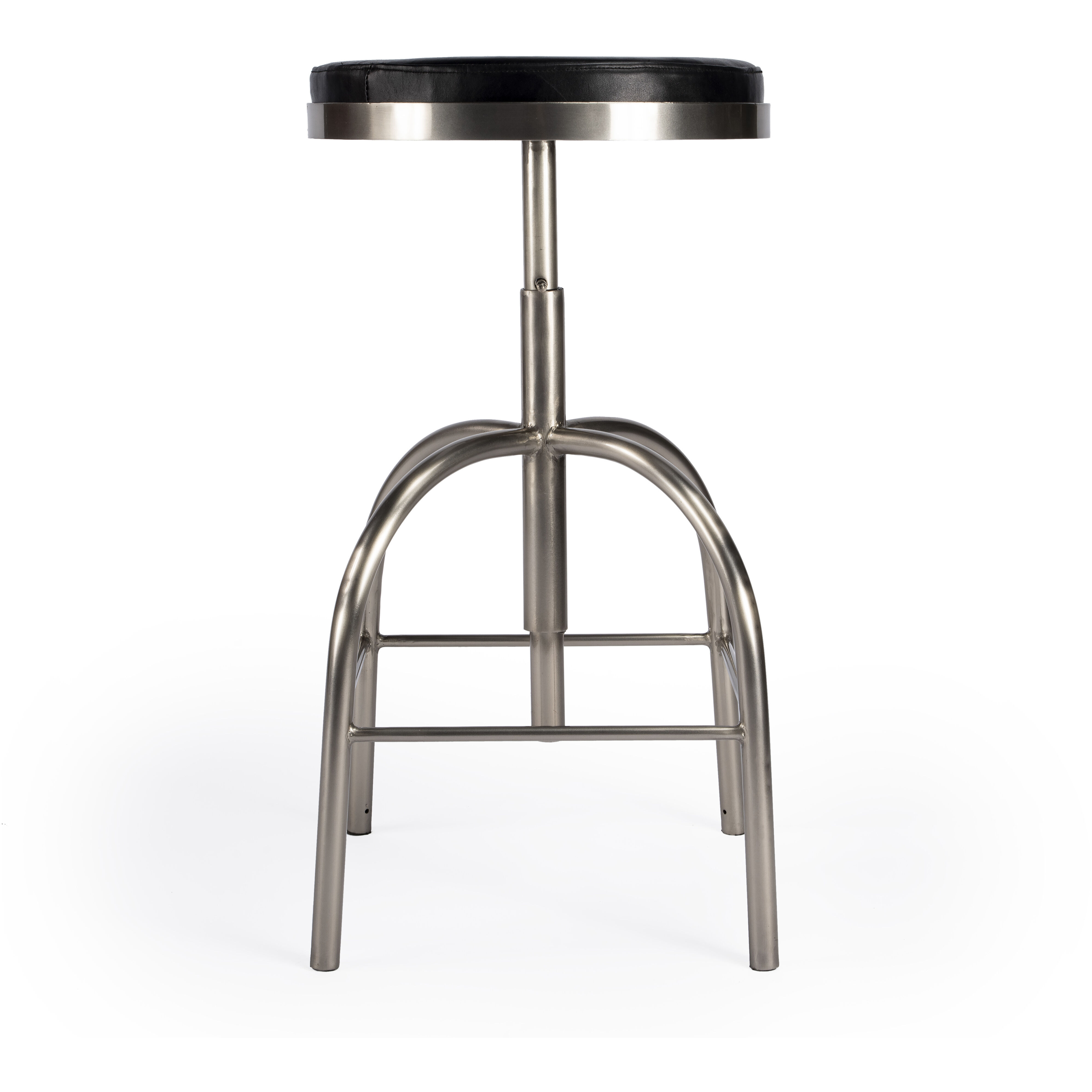 Clyde Leather 25" Adjustable Bar Stool in Black