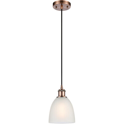 Ballston Castile 1 Light 6 inch Antique Copper Mini Pendant Ceiling Light in White Glass, Ballston