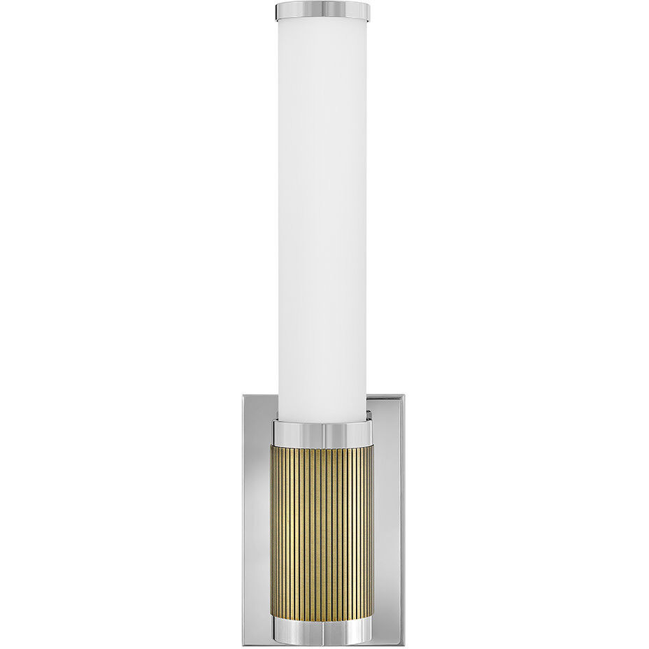 Zevi LED 5 inch Polished Nickel with Lacquered Brass Vanity Light Wall Light, Vertical