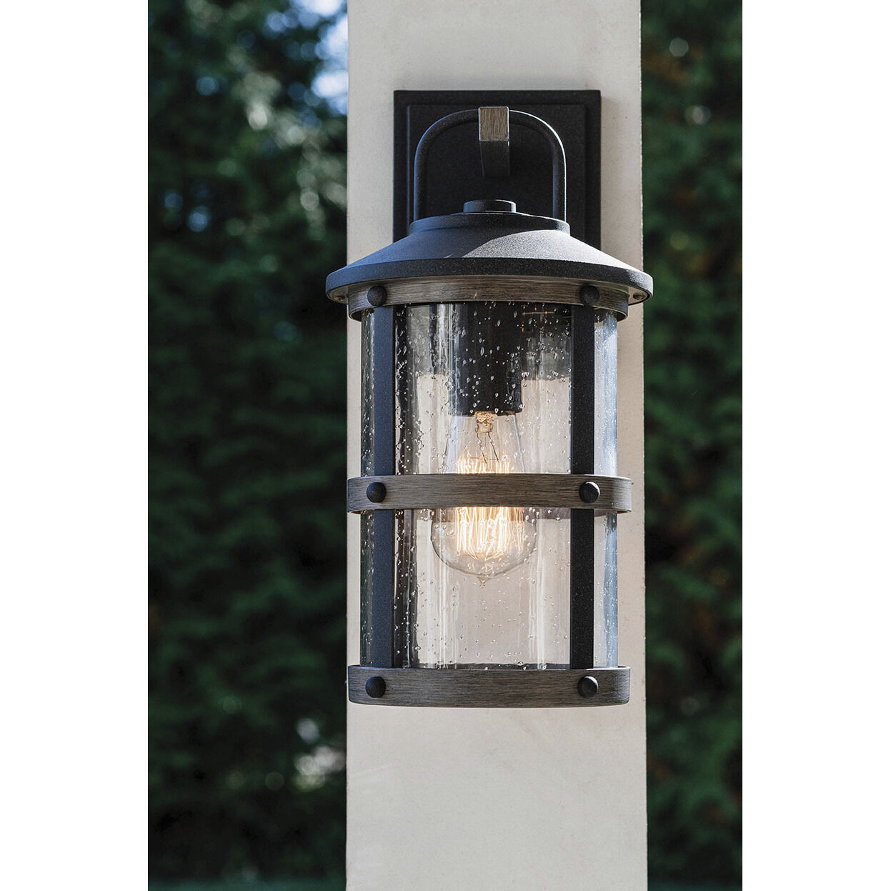 Estate Series Lakehouse LED 17 inch Black Outdoor Wall Mount Lantern, Low Voltage