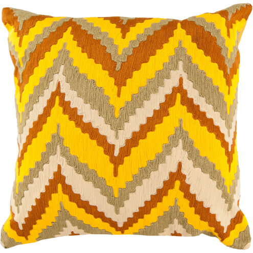 Ikat Chevron 18 inch Butter, Burnt Orange, Saffron, Olive Pillow Kit